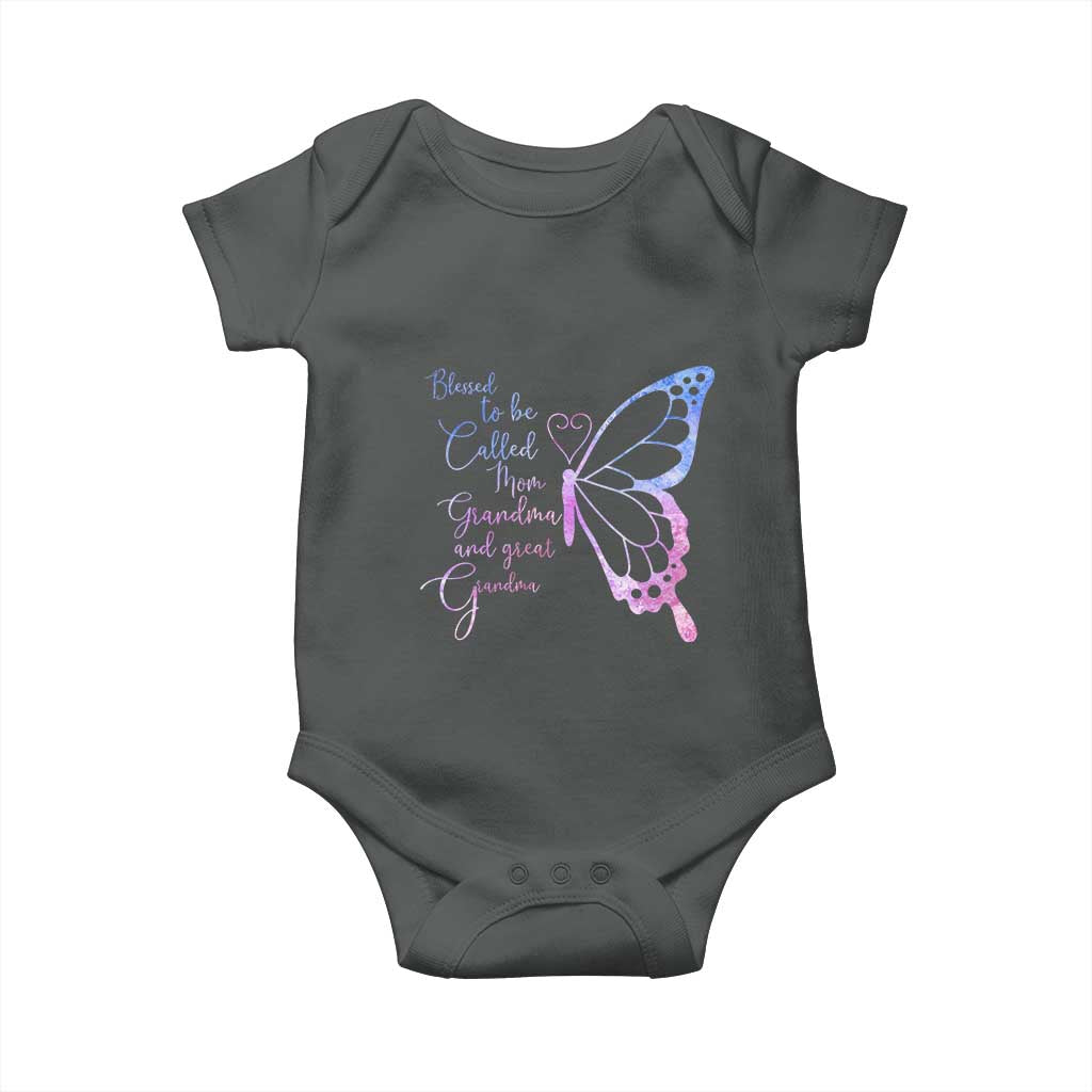 Blessed to Be Called Mom Grandma Great Grandma Baby Onesie Mama Butterfly Mother's Day Gift TS14 Dark Heather Print Your Wear