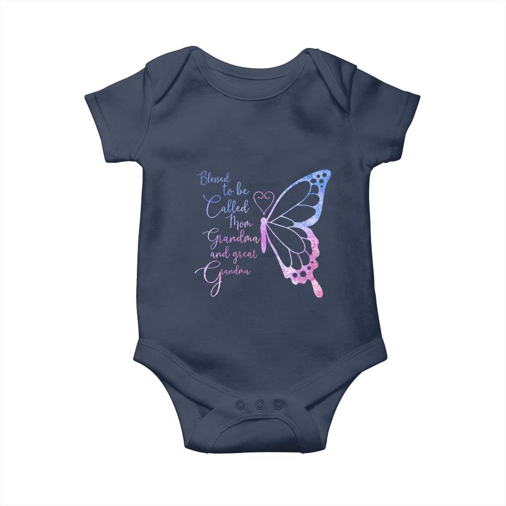 Blessed to Be Called Mom Grandma Great Grandma Baby Onesie Mama Butterfly Mother's Day Gift TS14 Navy Print Your Wear