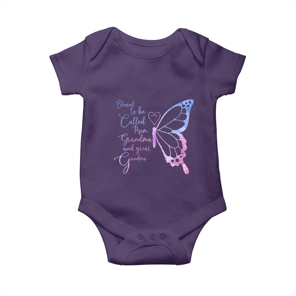 Blessed to Be Called Mom Grandma Great Grandma Baby Onesie Mama Butterfly Mother's Day Gift TS14 Purple Print Your Wear