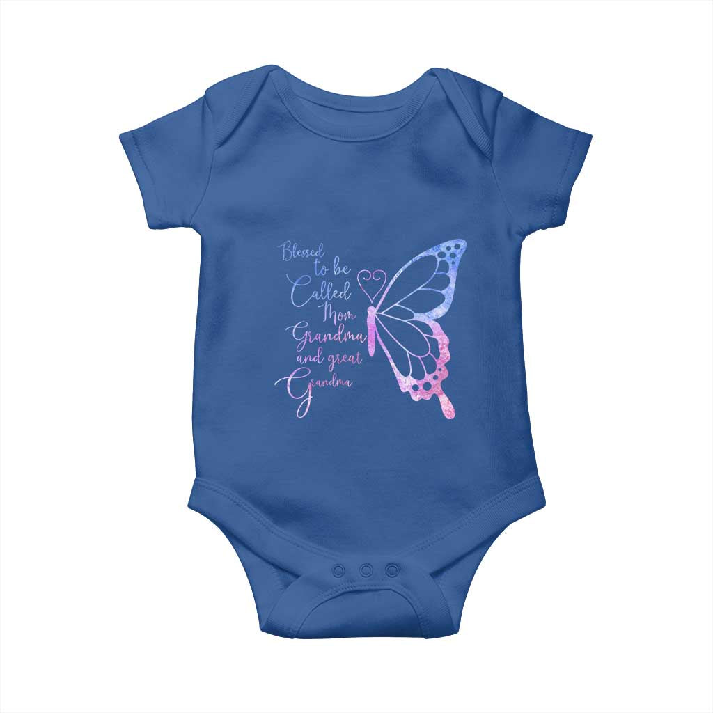 Blessed to Be Called Mom Grandma Great Grandma Baby Onesie Mama Butterfly Mother's Day Gift TS14 Royal Blue Print Your Wear