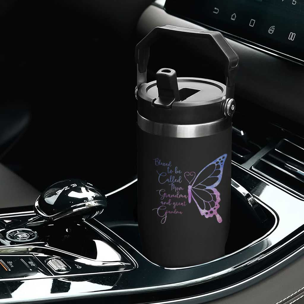 Blessed to Be Called Mom Grandma Great Grandma Flip Straw Tumbler Mama Butterfly Mother's Day Gift TS14 Print Your Wear