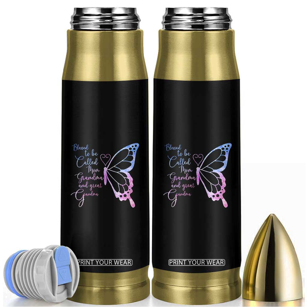 Blessed to Be Called Mom Grandma Great Grandma Bullet Tumbler Mama Butterfly Mother's Day Gift TS14 Black Print Your Wear