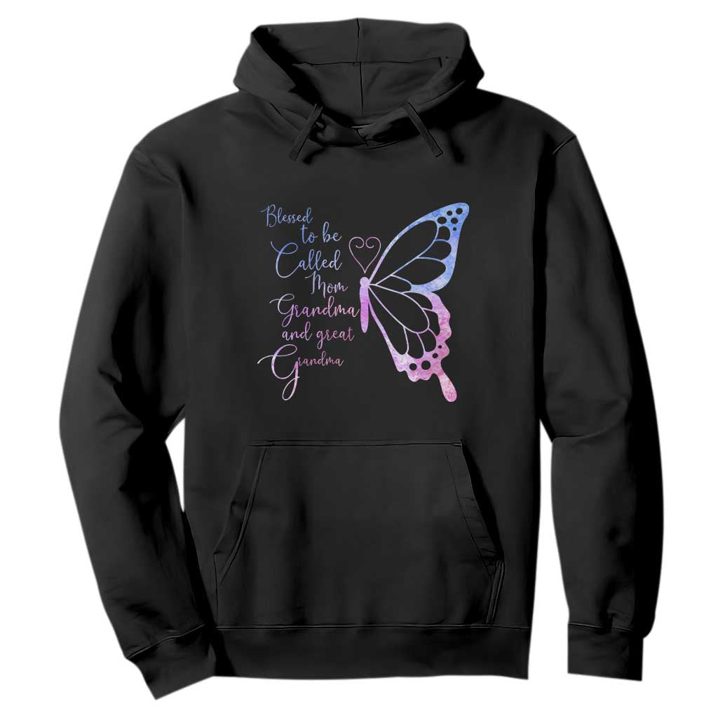 Blessed to Be Called Mom Grandma Great Grandma Hoodie Mama Butterfly Mother's Day Gift TS14 Black Print Your Wear