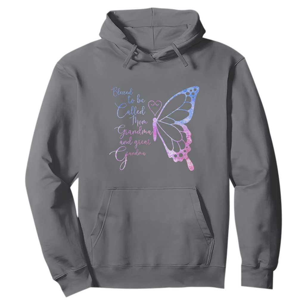 Blessed to Be Called Mom Grandma Great Grandma Hoodie Mama Butterfly Mother's Day Gift TS14 Charcoal Print Your Wear