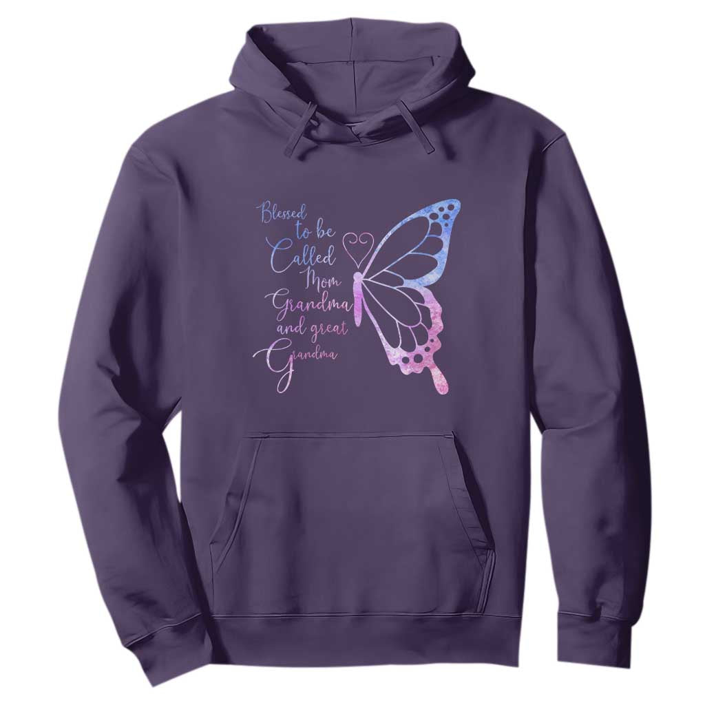 Blessed to Be Called Mom Grandma Great Grandma Hoodie Mama Butterfly Mother's Day Gift TS14 Purple Print Your Wear