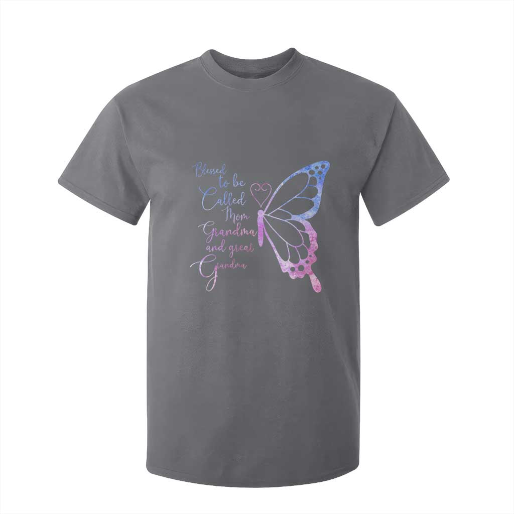 Blessed to Be Called Mom Grandma Great Grandma T Shirt For Kid Mama Butterfly Mother's Day Gift TS14 Charcoal Print Your Wear