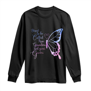 Blessed to Be Called Mom Grandma Great Grandma Long Sleeve Shirt Mama Butterfly Mother's Day Gift TS14 Black Print Your Wear