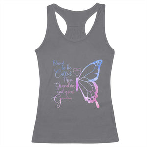 Blessed to Be Called Mom Grandma Great Grandma Racerback Tank Top Mama Butterfly Mother's Day Gift TS14 Charcoal Print Your Wear
