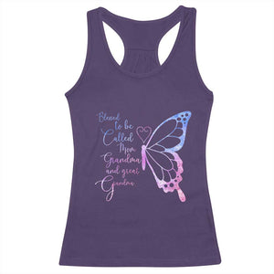 Blessed to Be Called Mom Grandma Great Grandma Racerback Tank Top Mama Butterfly Mother's Day Gift TS14 Purple Print Your Wear