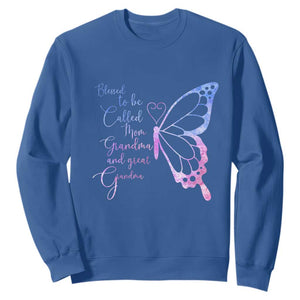 Blessed to Be Called Mom Grandma Great Grandma Sweatshirt Mama Butterfly Mother's Day Gift TS14 Royal Blue Print Your Wear