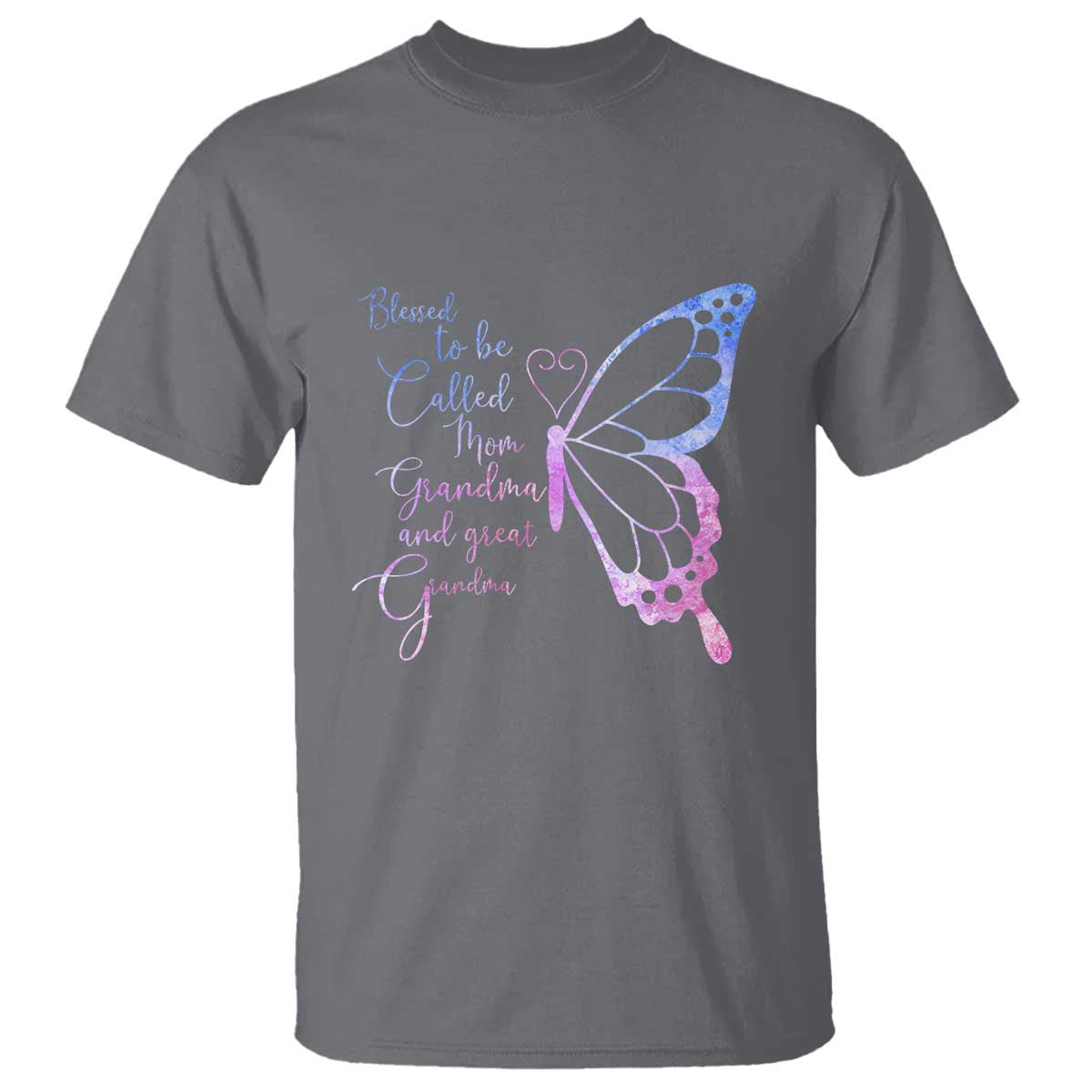 Blessed to Be Called Mom Grandma Great Grandma T Shirt Mama Butterfly Mother's Day Gift TS14 Charcoal Print Your Wear