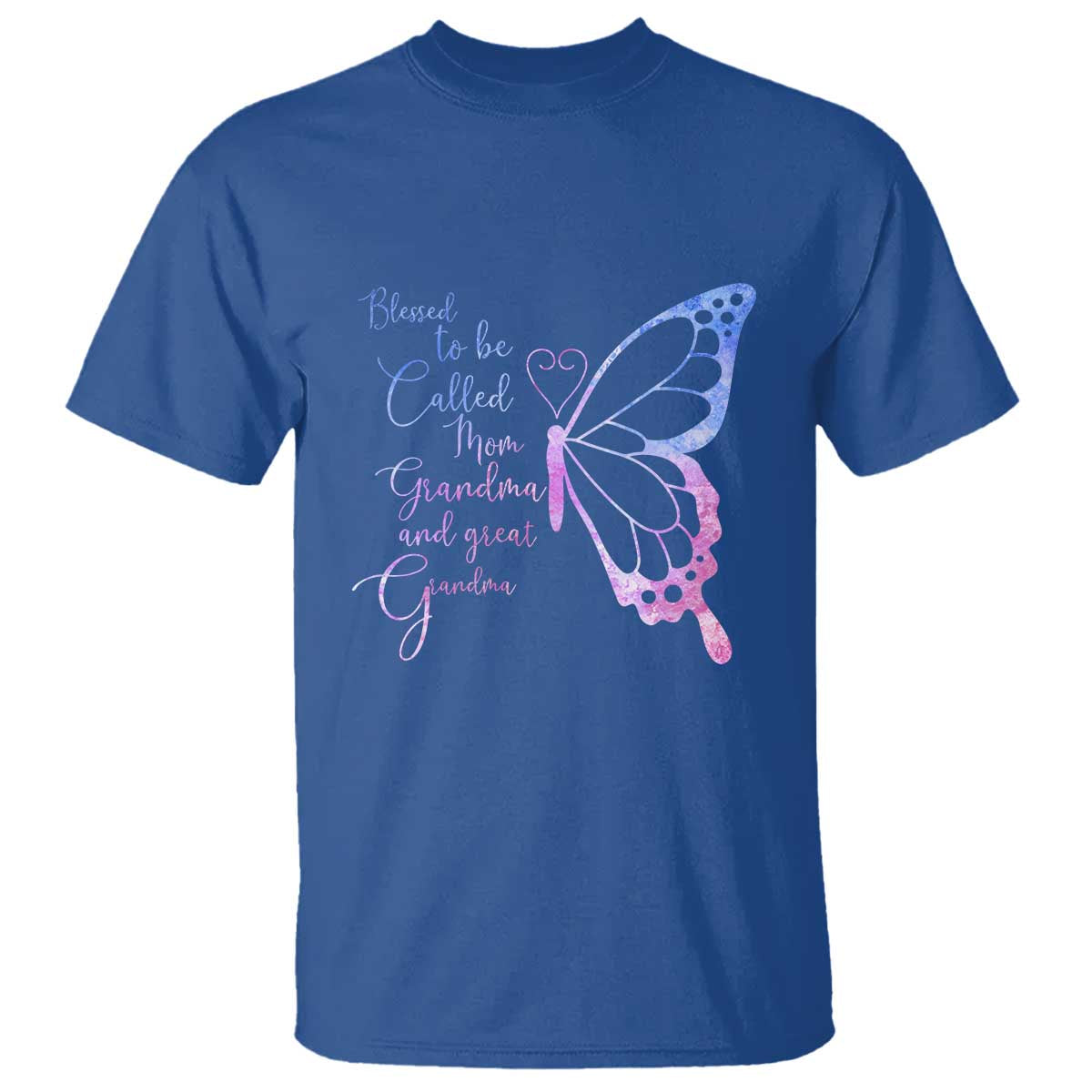 Blessed to Be Called Mom Grandma Great Grandma T Shirt Mama Butterfly Mother's Day Gift TS14 Royal Blue Print Your Wear