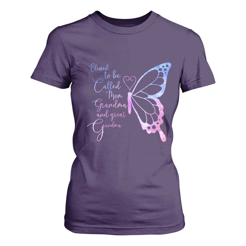 Blessed to Be Called Mom Grandma Great Grandma T Shirt For Women Mama Butterfly Mother's Day Gift TS14 Purple Print Your Wear