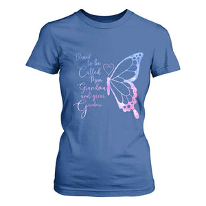 Blessed to Be Called Mom Grandma Great Grandma T Shirt For Women Mama Butterfly Mother's Day Gift TS14 Royal Blue Print Your Wear