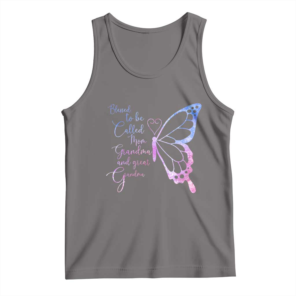 Blessed to Be Called Mom Grandma Great Grandma Tank Top Mama Butterfly Mother's Day Gift TS14 Deep Heather Print Your Wear