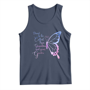 Blessed to Be Called Mom Grandma Great Grandma Tank Top Mama Butterfly Mother's Day Gift TS14 Navy Print Your Wear