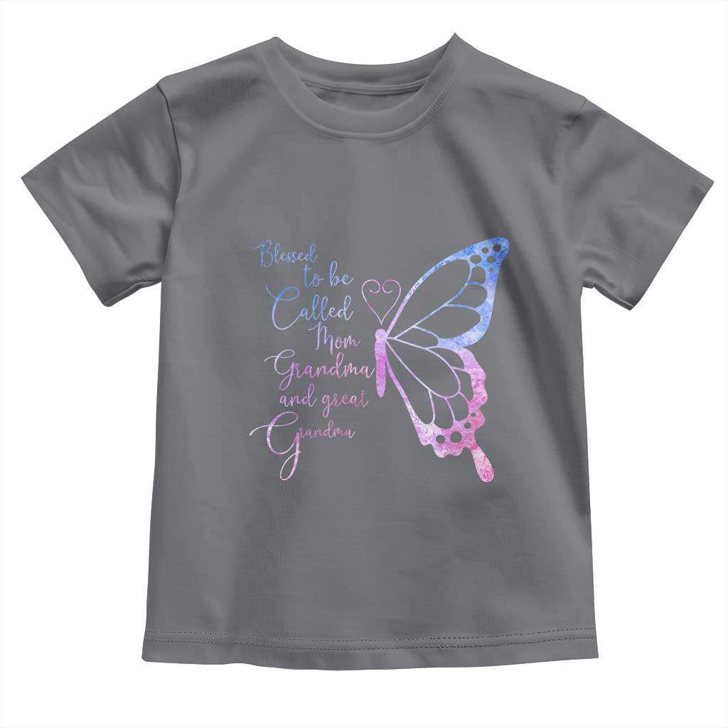 Blessed to Be Called Mom Grandma Great Grandma Toddler T Shirt Mama Butterfly Mother's Day Gift TS14 Charcoal Print Your Wear