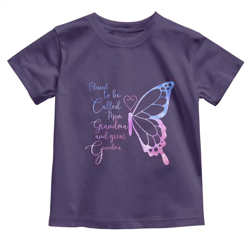 Blessed to Be Called Mom Grandma Great Grandma Toddler T Shirt Mama Butterfly Mother's Day Gift TS14 Purple Print Your Wear