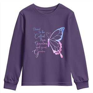 Blessed to Be Called Mom Grandma Great Grandma Youth Sweatshirt Mama Butterfly Mother's Day Gift TS14 Purple Print Your Wear