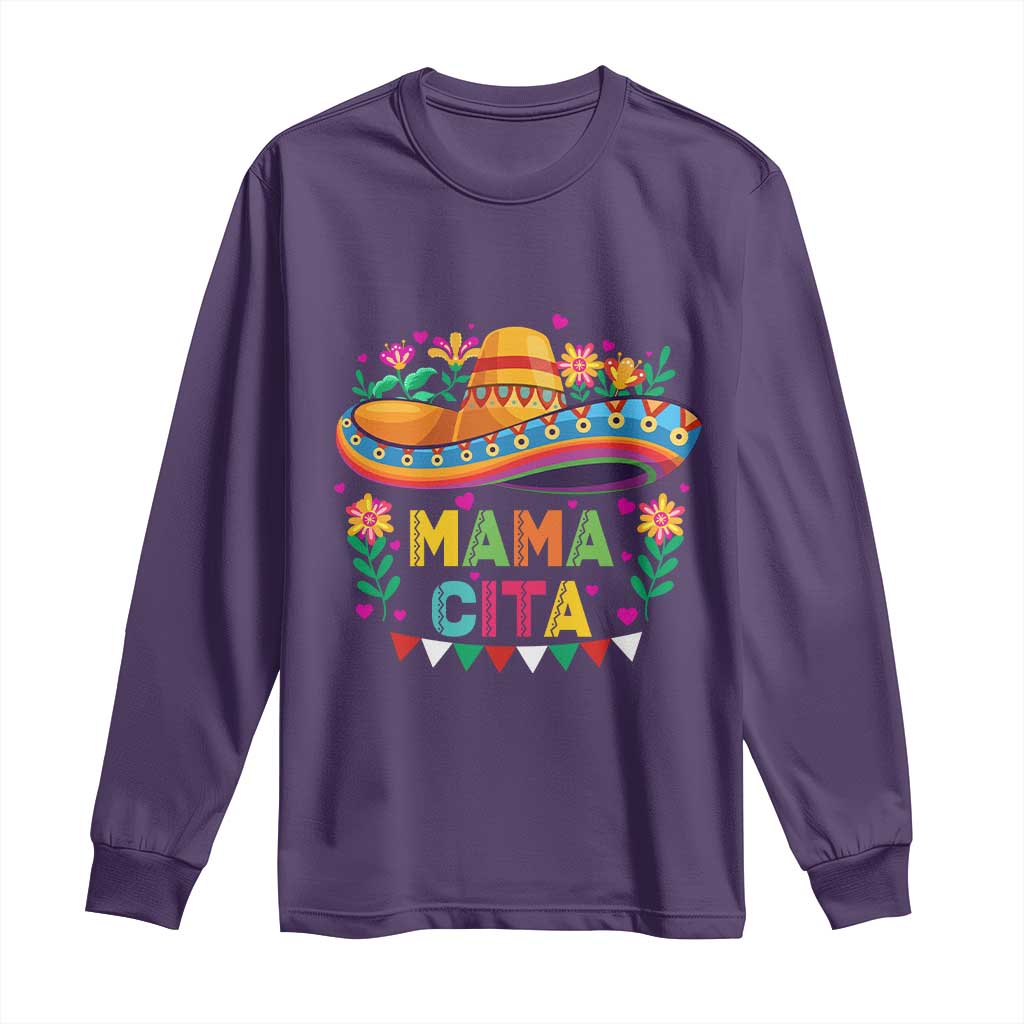 Mama Cita Long Sleeve Shirt Cinco De Mayo Mexican Mom Flower Sombrero TS14 Purple Print Your Wear