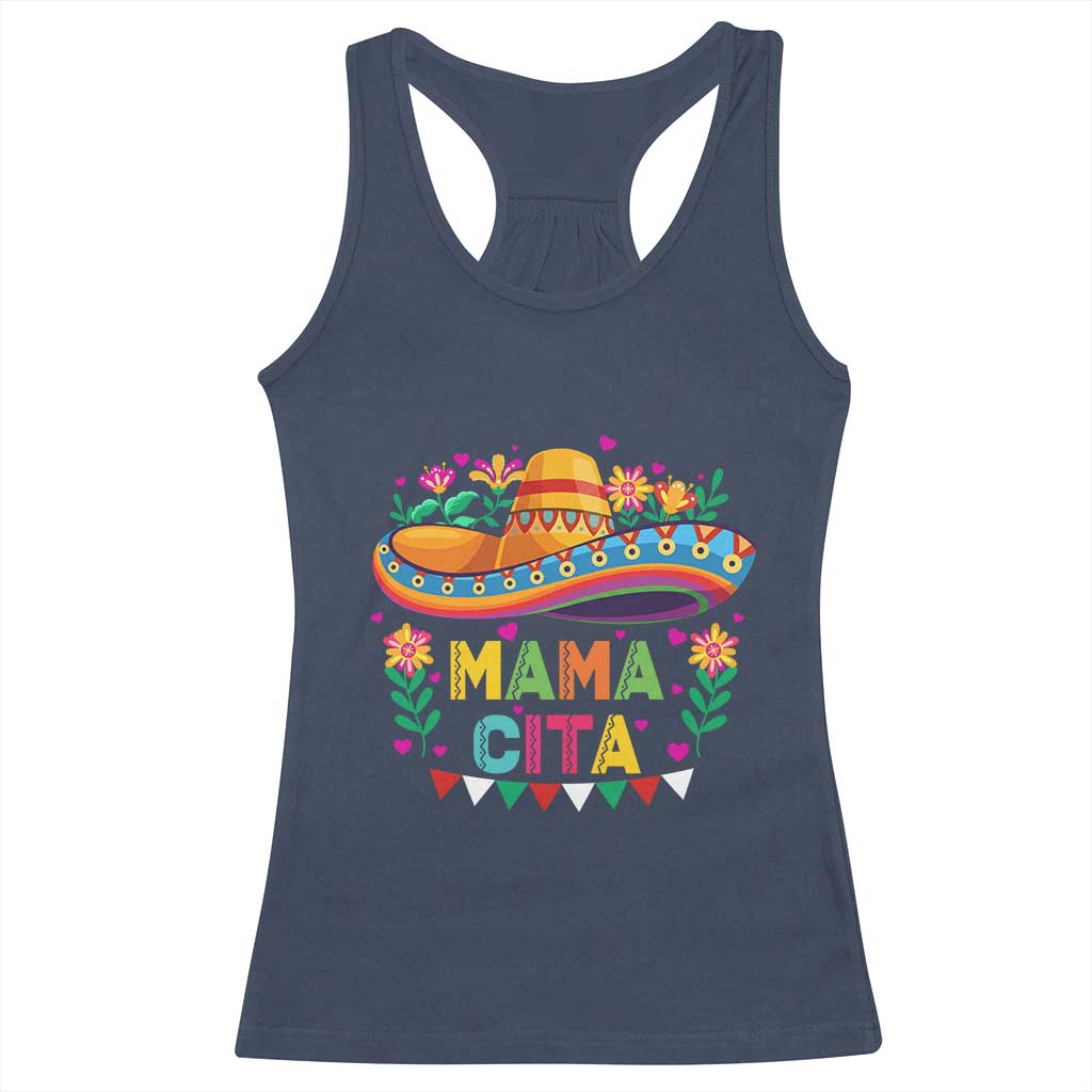 Mama Cita Racerback Tank Top Cinco De Mayo Mexican Mom Flower Sombrero TS14 Navy Print Your Wear