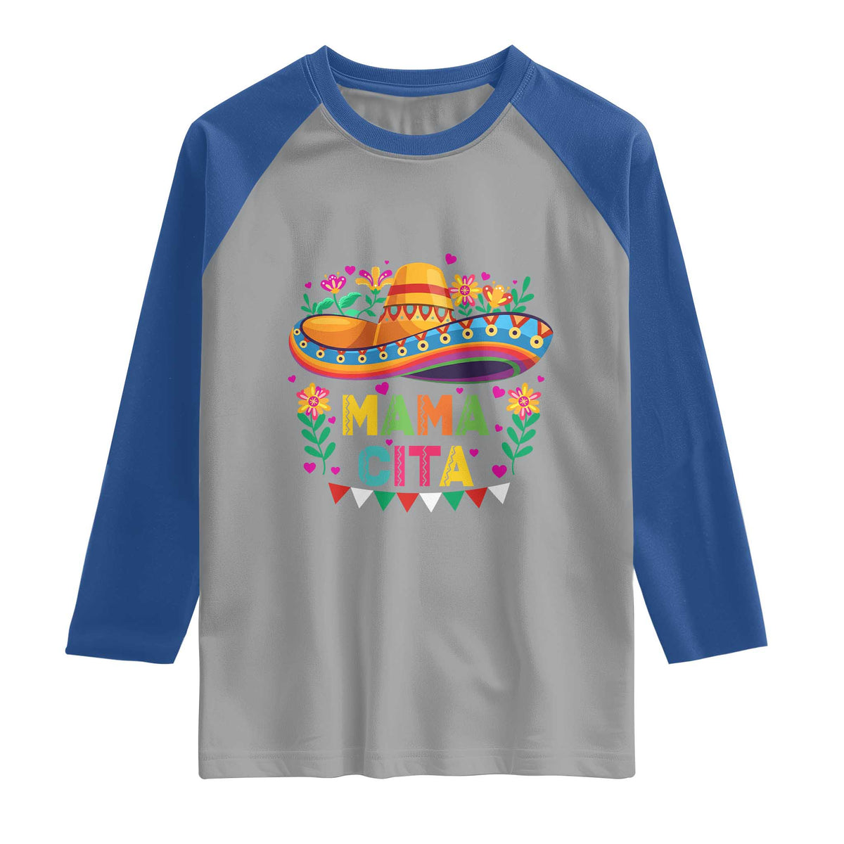 Mama Cita Raglan Shirt Cinco De Mayo Mexican Mom Flower Sombrero TS14 Sport Gray Royal Print Your Wear