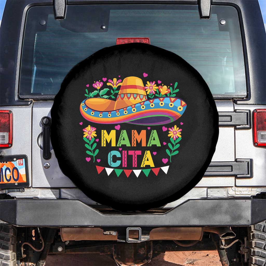 Mama Cita Spare Tire Cover Cinco De Mayo Mexican Mom Flower Sombrero TS14 No hole Black Print Your Wear