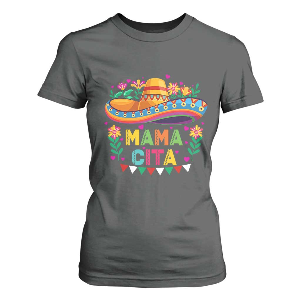 Mama Cita T Shirt For Women Cinco De Mayo Mexican Mom Flower Sombrero TS14 Dark Heather Print Your Wear
