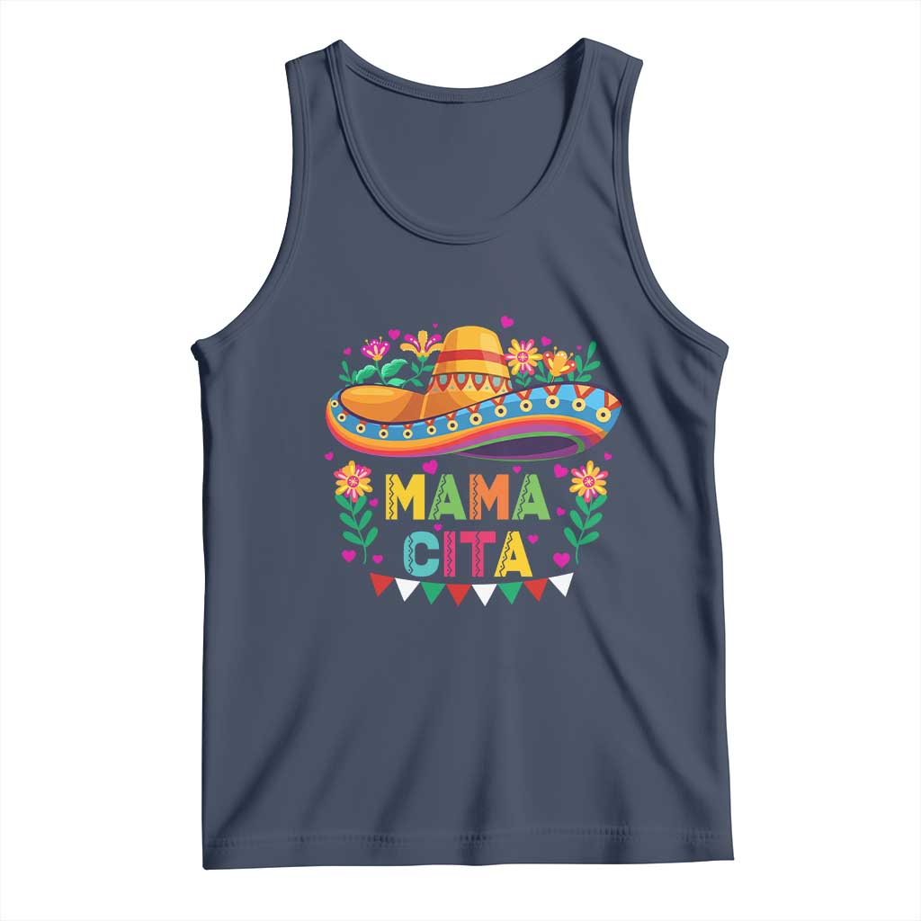 Mama Cita Tank Top Cinco De Mayo Mexican Mom Flower Sombrero TS14 Navy Print Your Wear