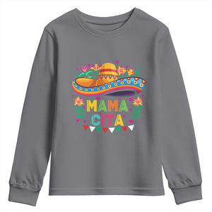 Mama Cita Youth Sweatshirt Cinco De Mayo Mexican Mom Flower Sombrero TS14 Charcoal Print Your Wear