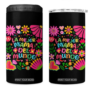 La Mejor Mama Del Mundo 4 in 1 Can Cooler Tumbler Dia de las Madres Regalo Gift TS14 One Size: 16 oz Black Print Your Wear