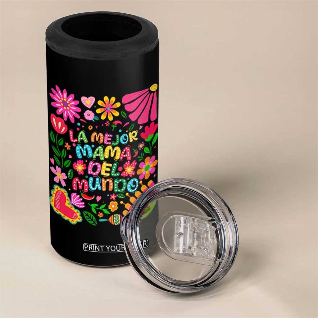 La Mejor Mama Del Mundo 4 in 1 Can Cooler Tumbler Dia de las Madres Regalo Gift TS14 Print Your Wear
