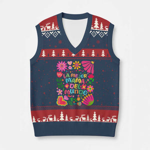 La Mejor Mama Del Mundo V-Neck Knit Sweater Vest Dia de las Madres Regalo Gift TS14 Navy Red Print Your Wear