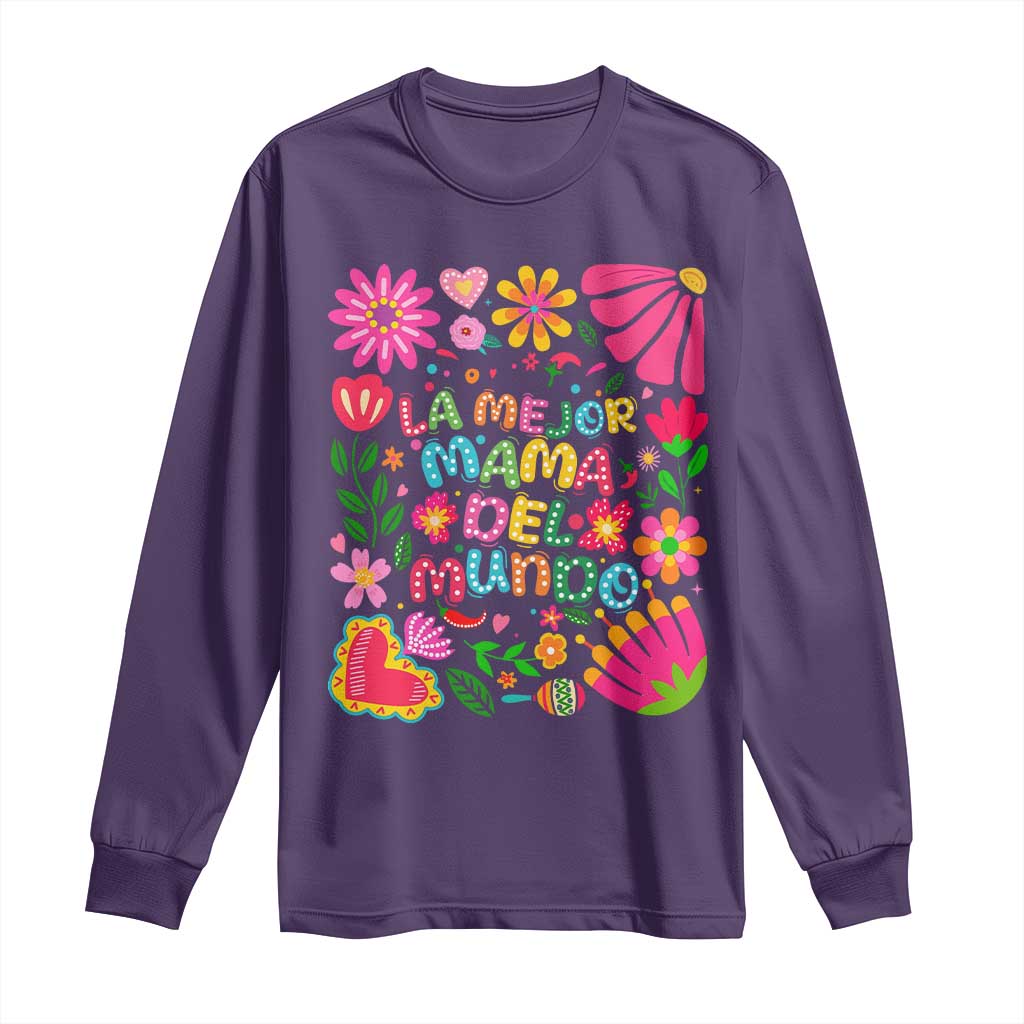 La Mejor Mama Del Mundo Long Sleeve Shirt Dia de las Madres Regalo Gift TS14 Purple Print Your Wear