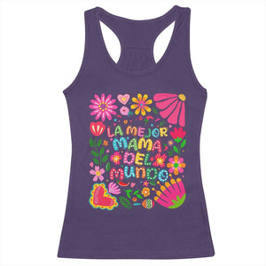 La Mejor Mama Del Mundo Racerback Tank Top Dia de las Madres Regalo Gift TS14 Purple Print Your Wear