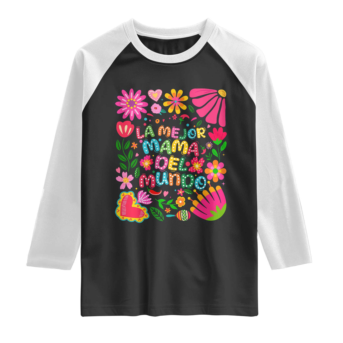 La Mejor Mama Del Mundo Raglan Shirt Dia de las Madres Regalo Gift TS14 Black White Print Your Wear