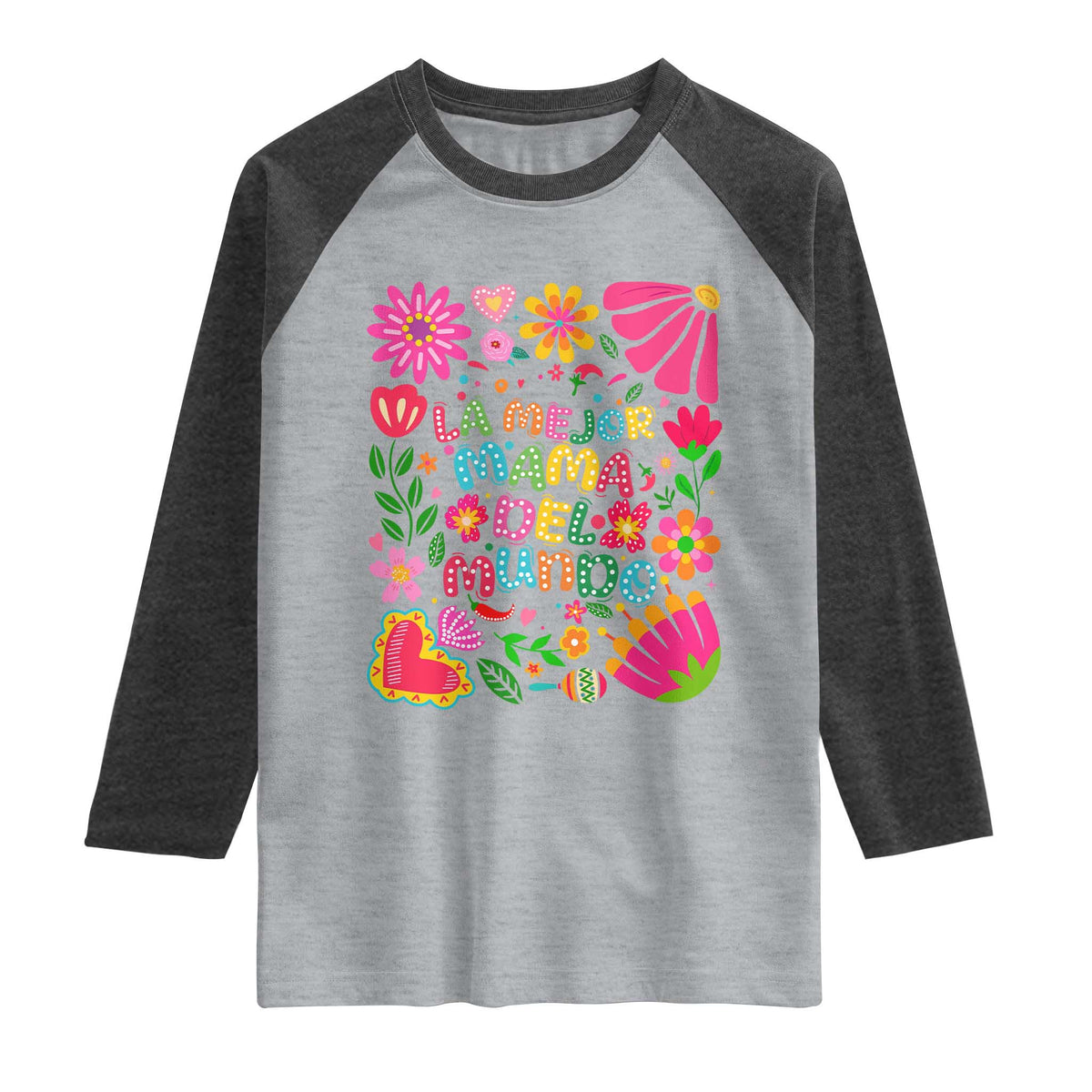 La Mejor Mama Del Mundo Raglan Shirt Dia de las Madres Regalo Gift TS14 Heather Gray Heather Charcoal Print Your Wear