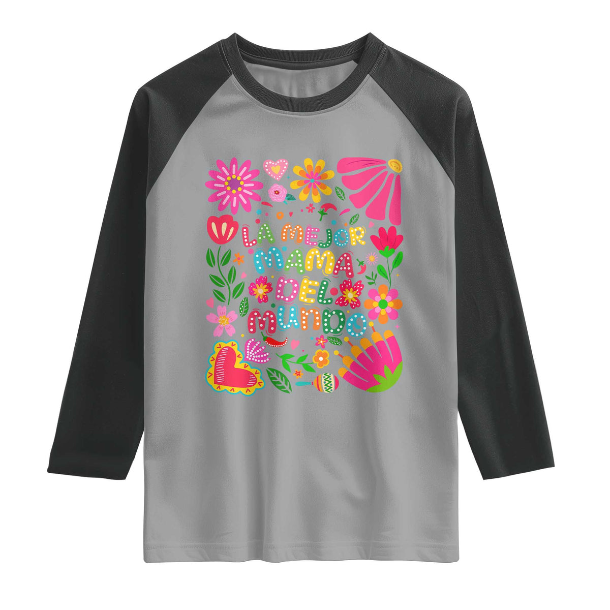 La Mejor Mama Del Mundo Raglan Shirt Dia de las Madres Regalo Gift TS14 Sport Gray Black Print Your Wear
