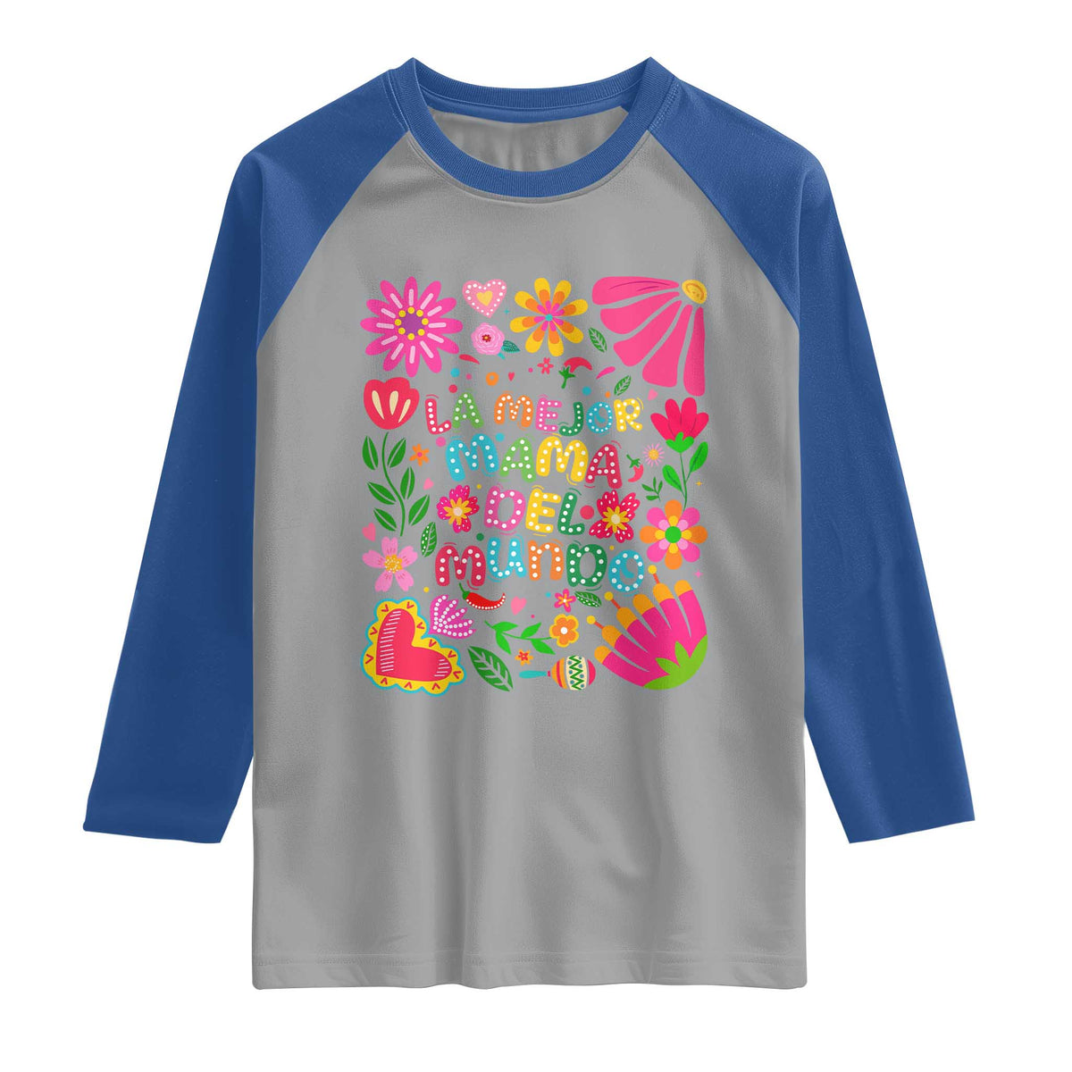La Mejor Mama Del Mundo Raglan Shirt Dia de las Madres Regalo Gift TS14 Sport Gray Royal Print Your Wear