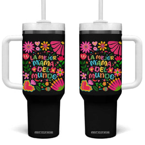 La Mejor Mama Del Mundo Tumbler With Handle Dia de las Madres Regalo Gift TS14 One Size: 40 oz Black Print Your Wear