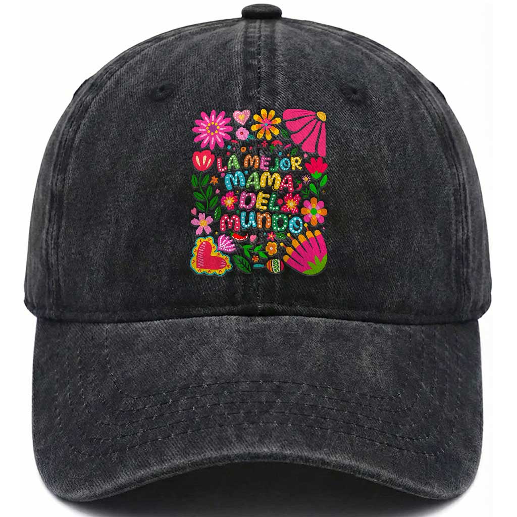 La Mejor Mama Del Mundo Washed Cotton Baseball Cap Dia de las Madres Regalo Gift TS14 Print Your Wear