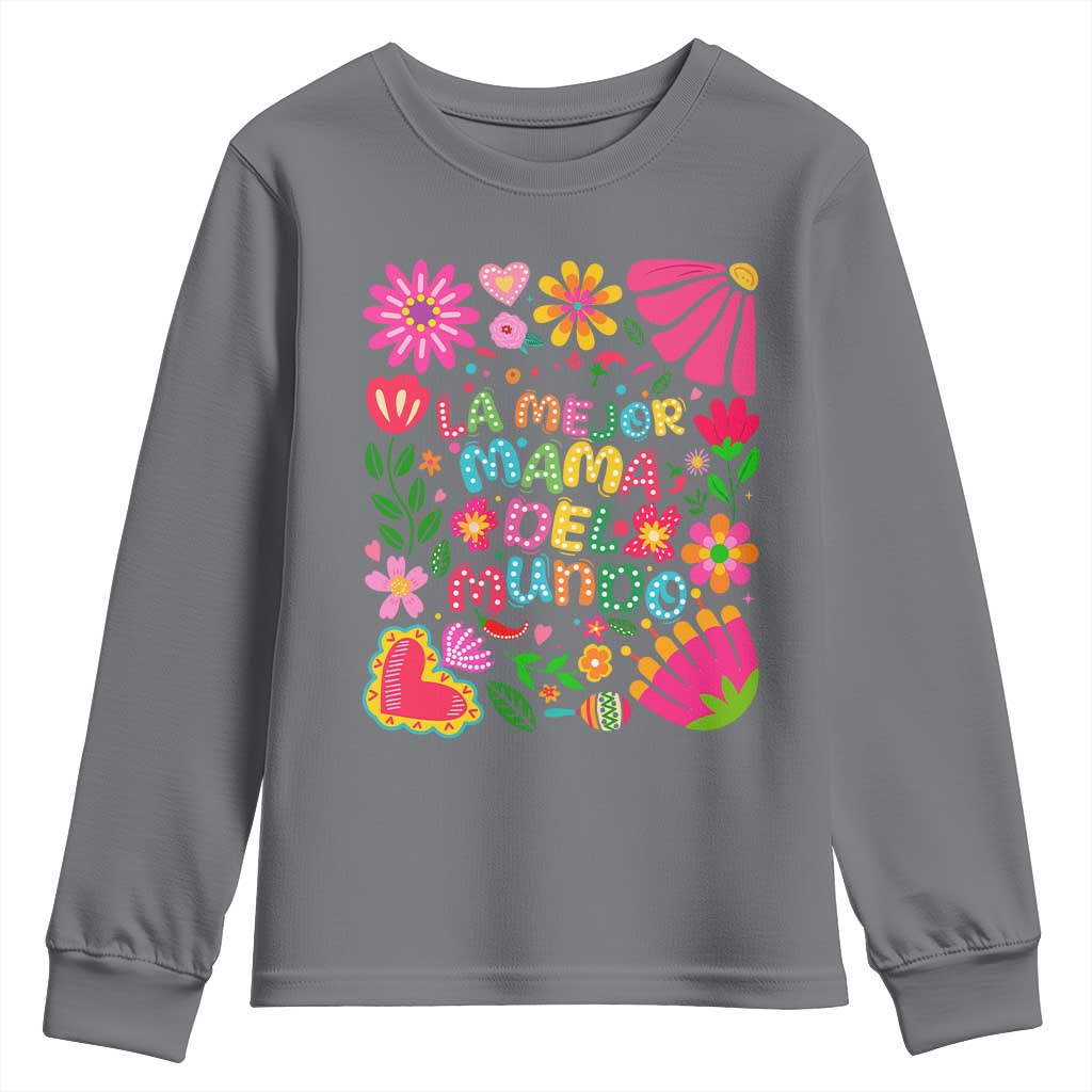 La Mejor Mama Del Mundo Youth Sweatshirt Dia de las Madres Regalo Gift TS14 Charcoal Print Your Wear