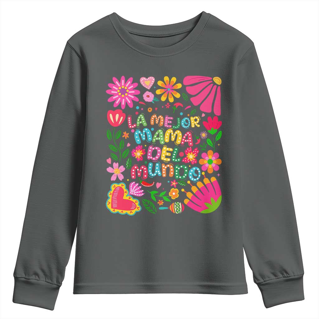 La Mejor Mama Del Mundo Youth Sweatshirt Dia de las Madres Regalo Gift TS14 Dark Heather Print Your Wear