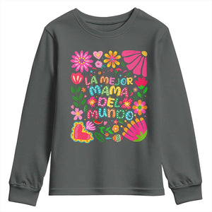 La Mejor Mama Del Mundo Youth Sweatshirt Dia de las Madres Regalo Gift TS14 Dark Heather Print Your Wear