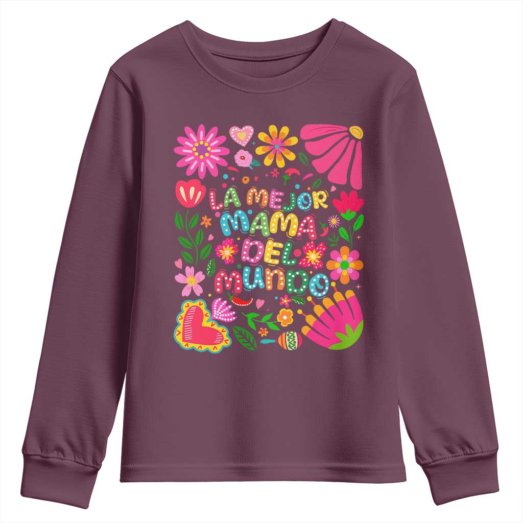 La Mejor Mama Del Mundo Youth Sweatshirt Dia de las Madres Regalo Gift TS14 Maroon Print Your Wear