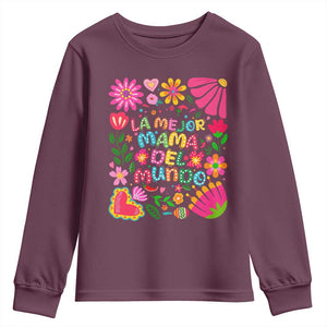 La Mejor Mama Del Mundo Youth Sweatshirt Dia de las Madres Regalo Gift TS14 Maroon Print Your Wear