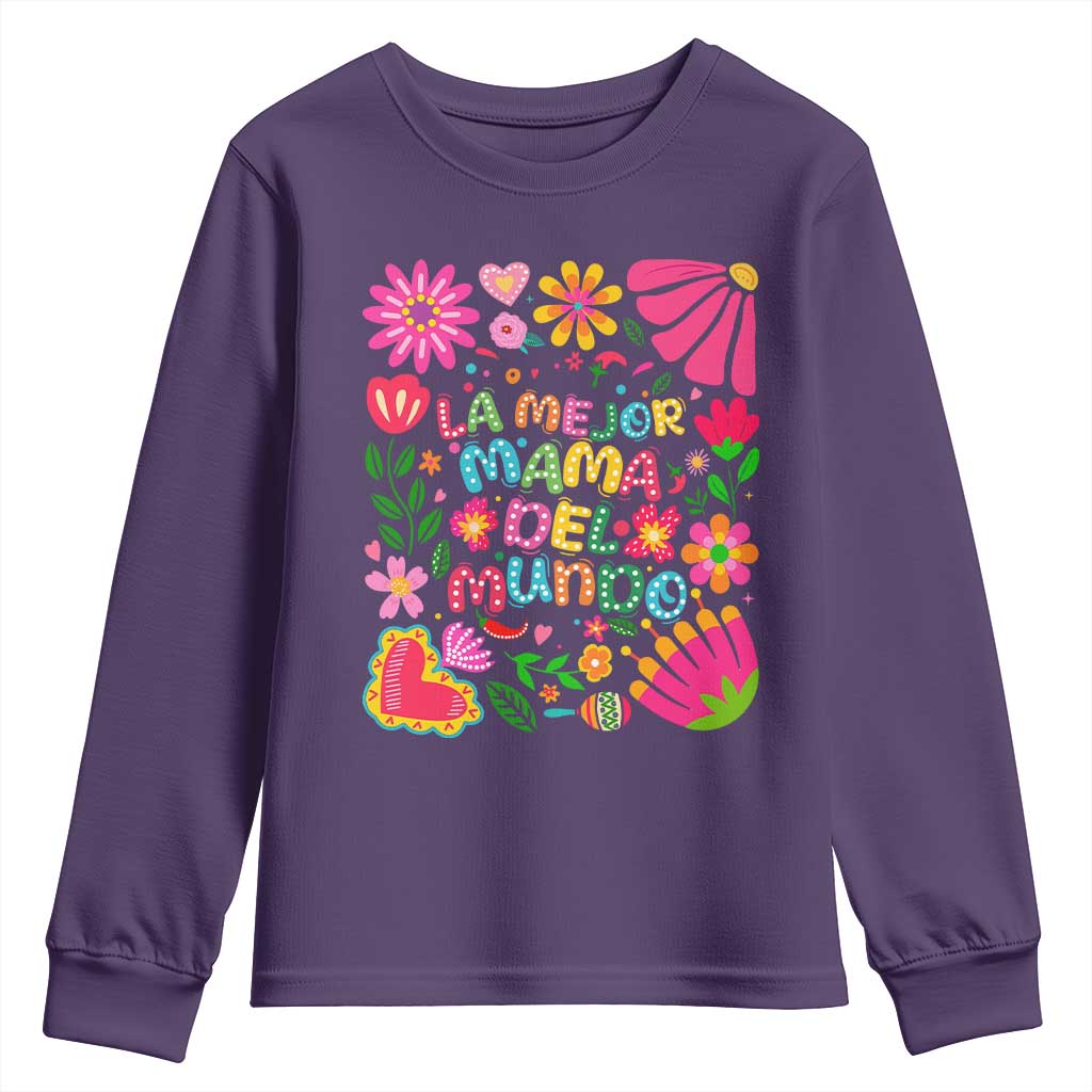 La Mejor Mama Del Mundo Youth Sweatshirt Dia de las Madres Regalo Gift TS14 Purple Print Your Wear