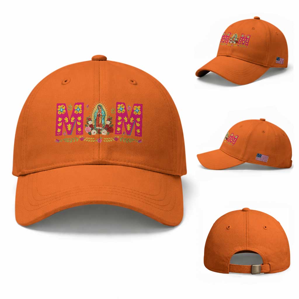 Virgen de Guadalupe Baseball Cap Mexican Heritage Mom Mother’s Day Gift TS14 Baseball Cap Universal Fit Orange Print Your Wear