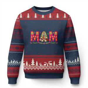 Virgen de Guadalupe Ugly Christmas Sweater Mexican Heritage Mom Mother’s Day Gift TS14 Navy Red Print Your Wear