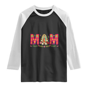 Virgen de Guadalupe Raglan Shirt Mexican Heritage Mom Mother’s Day Gift TS14 Black White Print Your Wear
